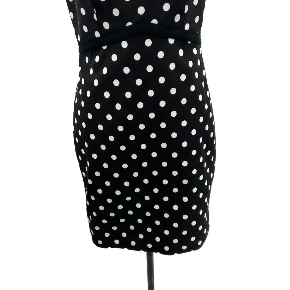 J.‎ Crew Faillie Sheath Baxter Black White Polka Dot Dress Size 8